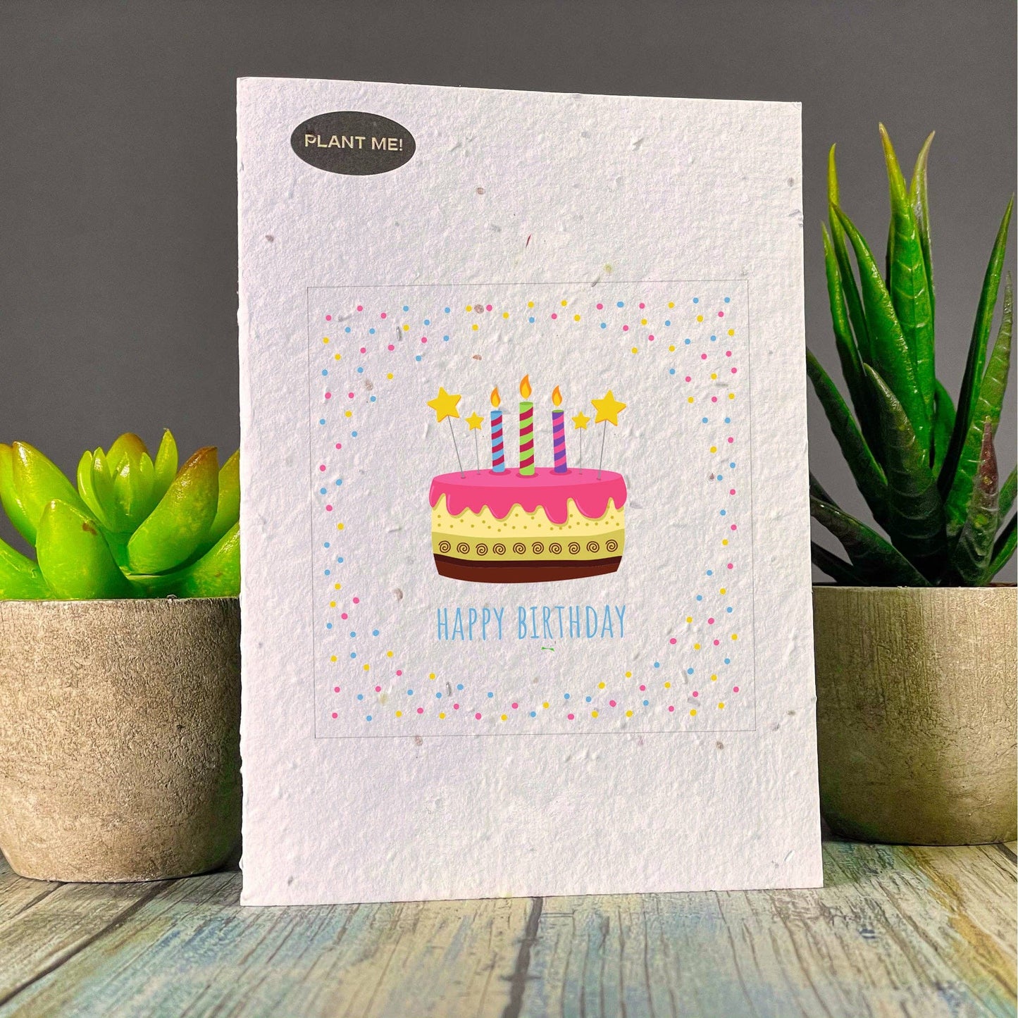 Third Birthday Cake Plantable Greeting Card: Wildflowers