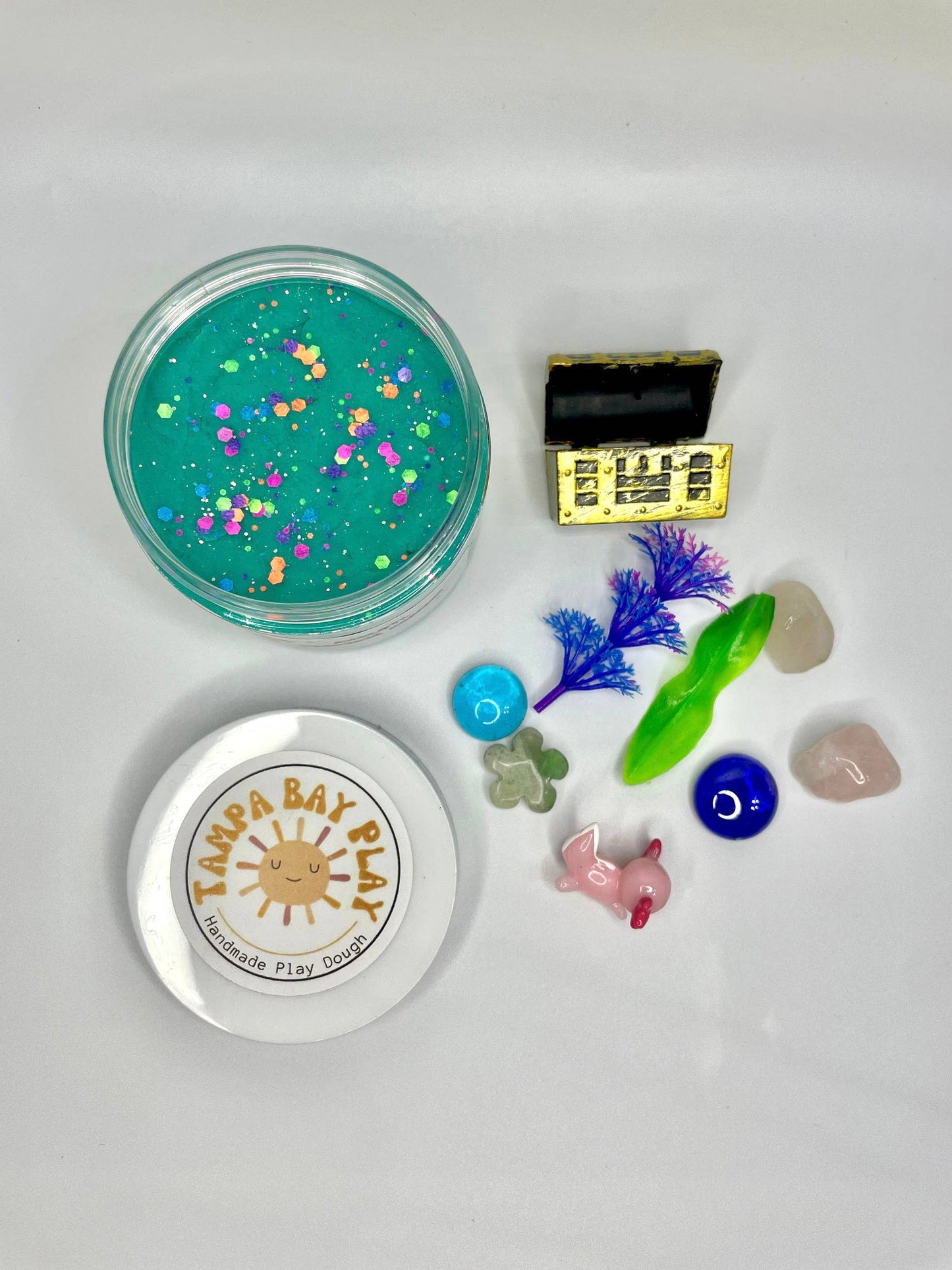 Axolotyl SURPRISE! Play Dough Jar w/ Gemstones & Eco Glitter