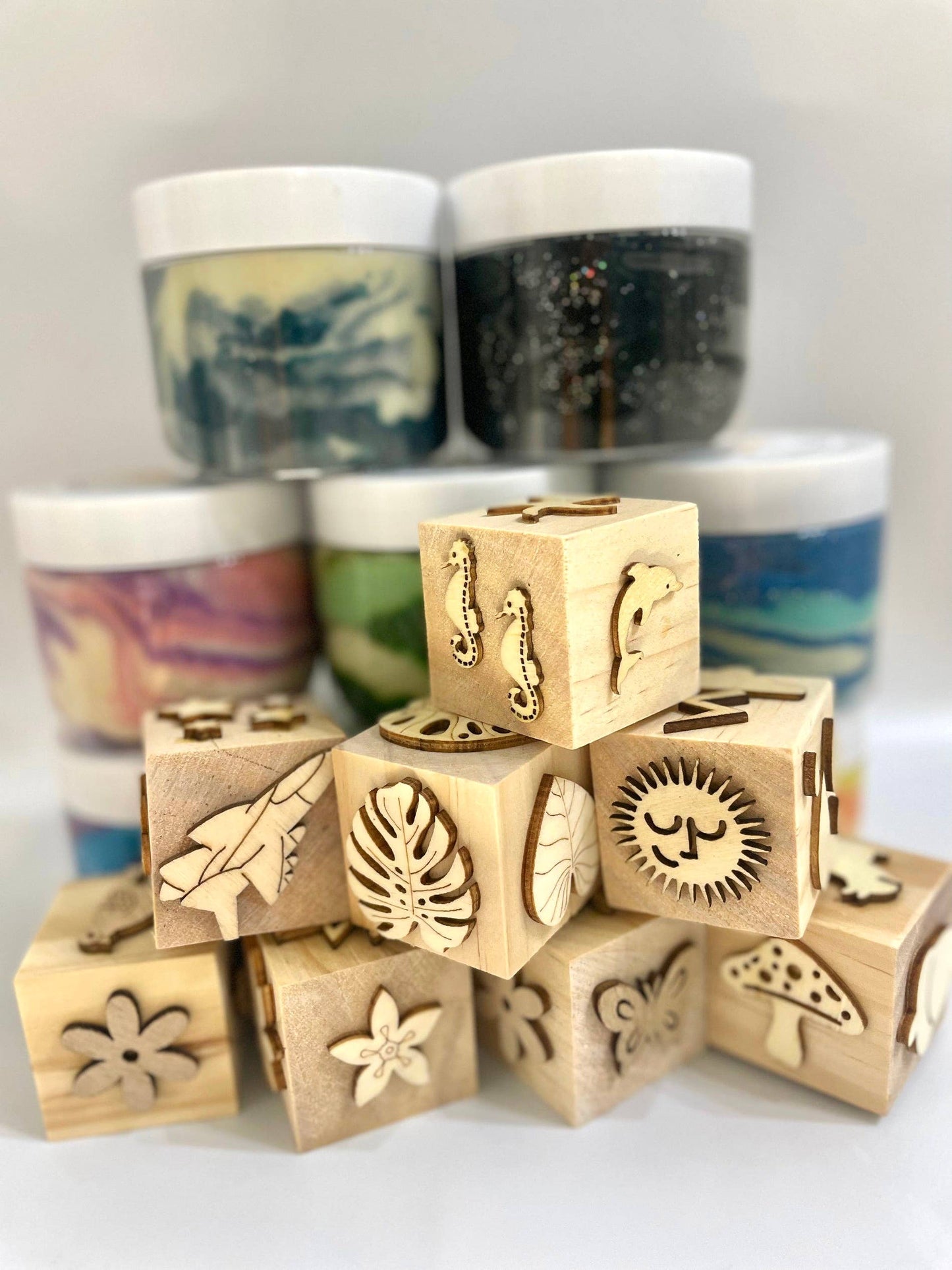 Wooden Play Dough Block Stamp: Outer Space