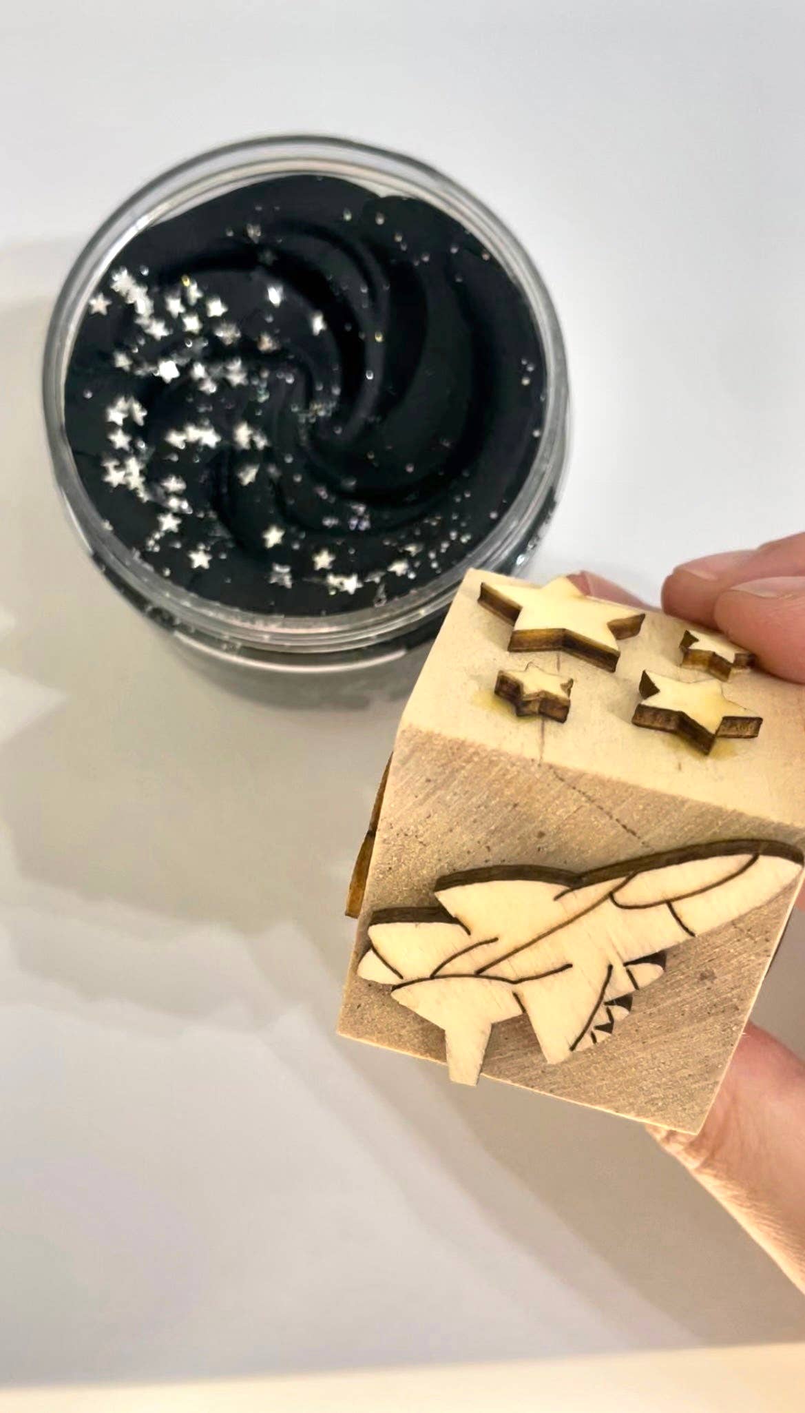 Wooden Play Dough Block Stamp: Outer Space