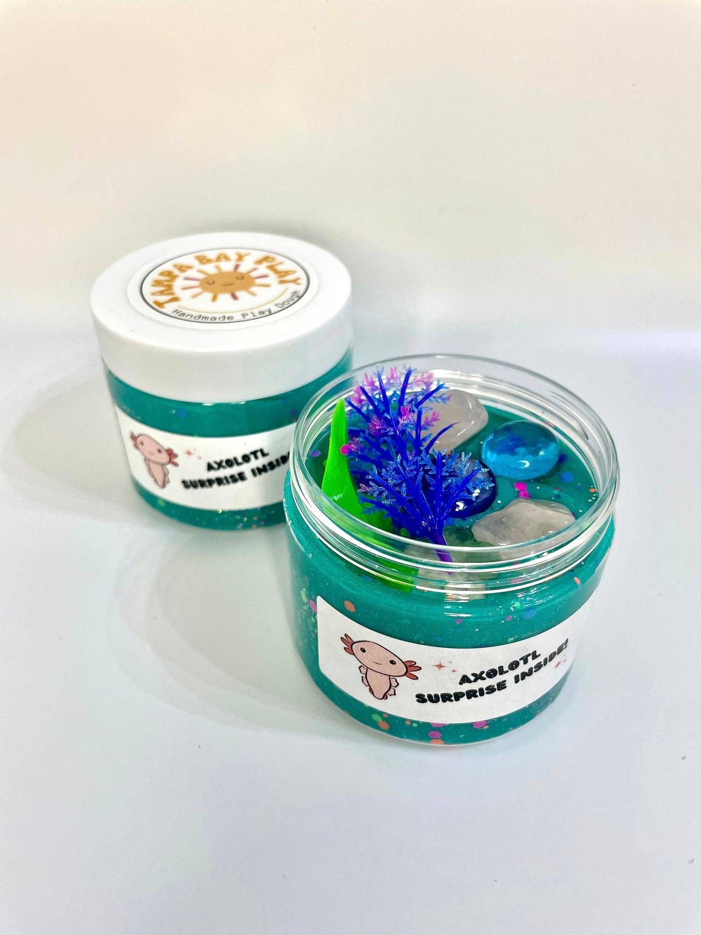 Axolotyl SURPRISE! Play Dough Jar w/ Gemstones & Eco Glitter
