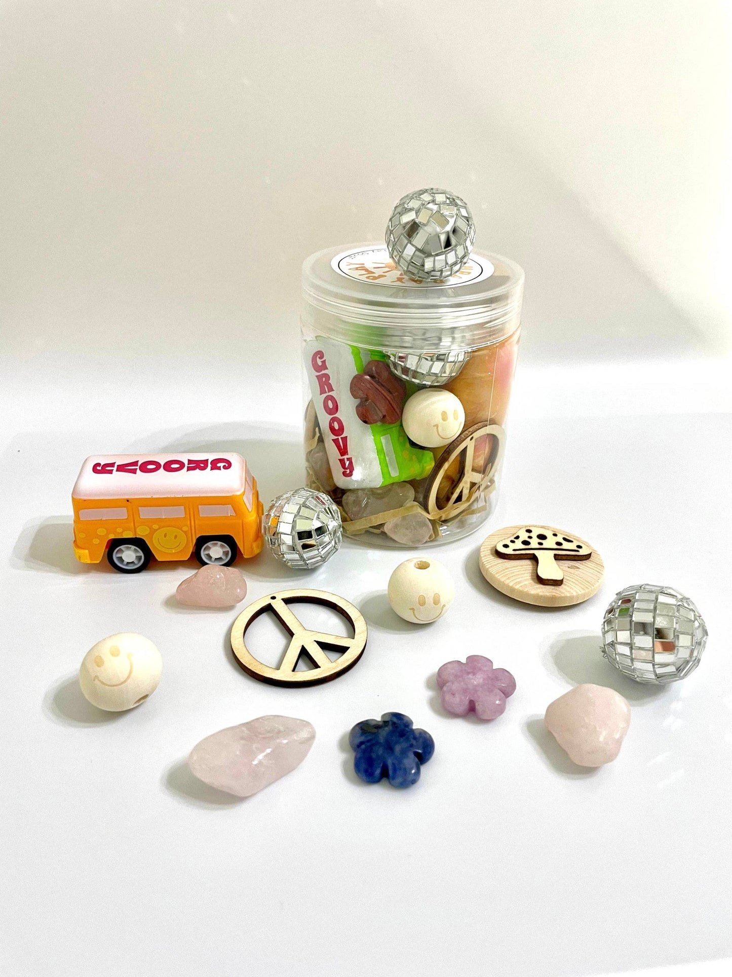 Groovy Hippie Playdough Jar -Handmade Play Kit Essential Oil