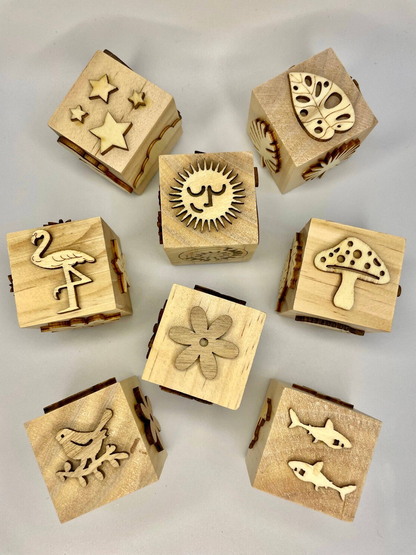 Wooden Play Dough Block Stamp: Butterfly Flower