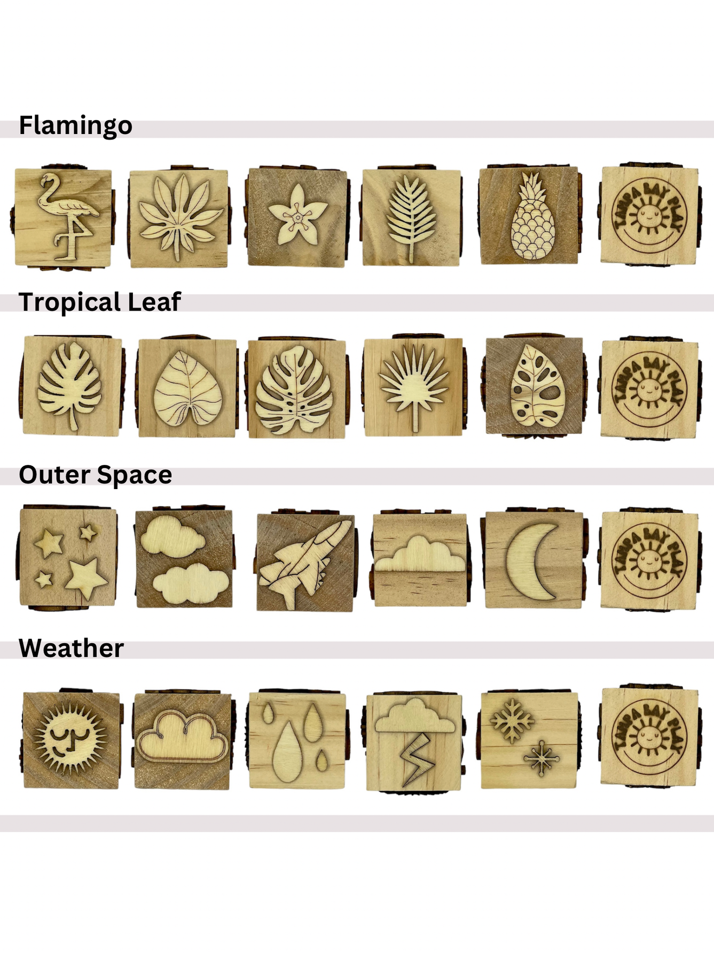 Wooden Play Dough Block Stamp: Butterfly Flower