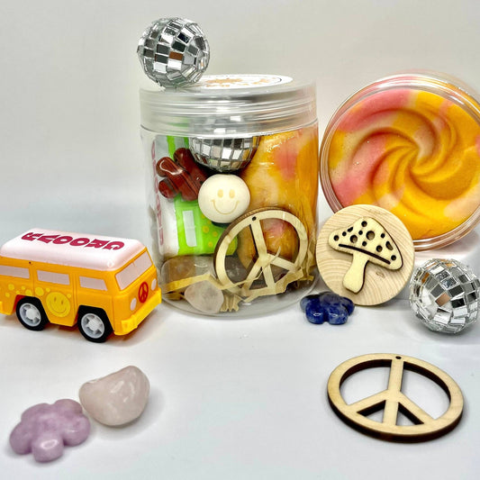 Groovy Hippie Playdough Jar -Handmade Play Kit Essential Oil